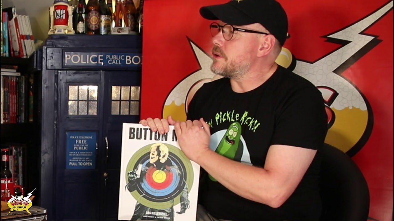 Du betrachtest gerade COMICS & BIER – DOPPELBOOK 21: 2000AD BUTTON MAN & HACKSLASH, ÜBERSEE HOPFEN IPA & ELVIS JUICE IPA